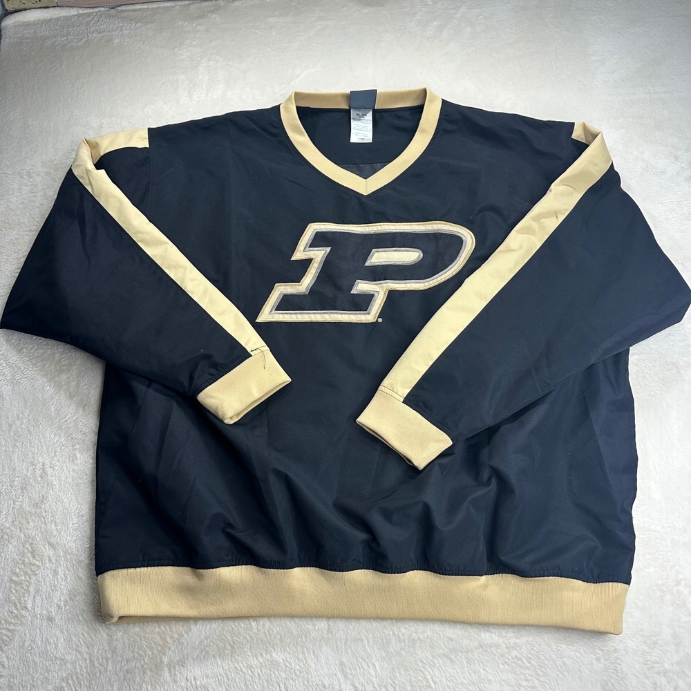 Vintage Y2K Purdue Boilermakers Knights Apparel V-Neck Windshirt Black Gold XL